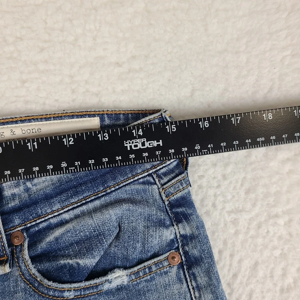 Rag & Bone Jeans‎ Womens 29x27 Blue Nina High Rise Ankle Skinny Fray Distress *
